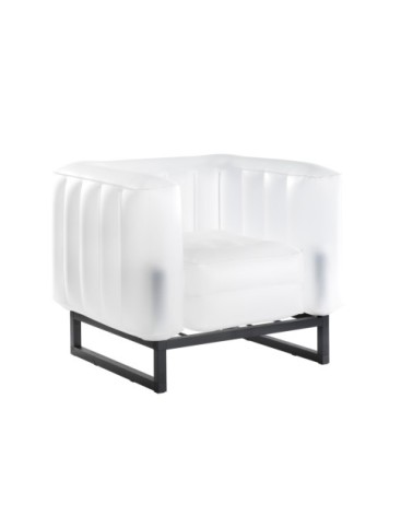 Fauteuil design Lumineux cadre aluminum assise thermoplastique blanc