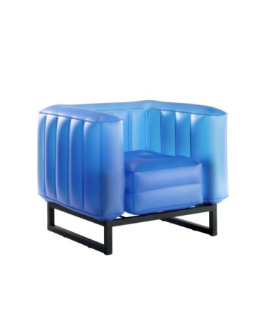 Fauteuil design Lumineux cadre aluminum assise thermoplastique bleu