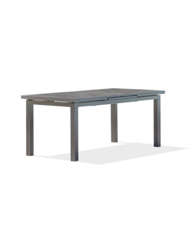 Table de jardin en aluminium anthracite avec plateau céramique gris