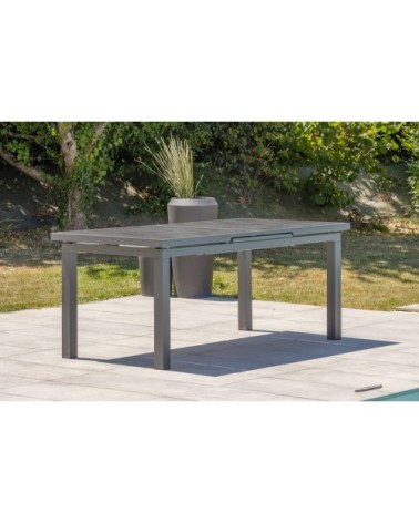Table de jardin en aluminium anthracite avec plateau céramique gris