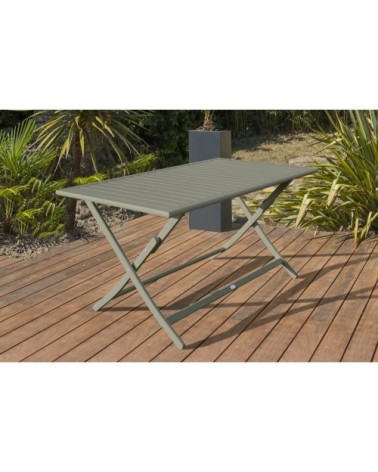 Table de jardin pliante en aluminium vert kaki