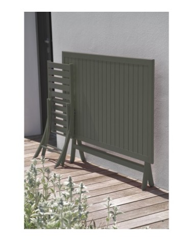Table de jardin pliante en aluminium vert kaki
