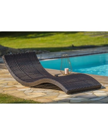 Lot de 2 bains de soleil en résine tressée chocolat