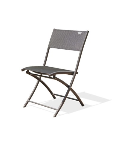 Chaise de jardin pliante en aluminium et toile plastifiée noire