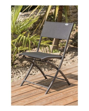 Chaise de jardin pliante en aluminium et toile plastifiée noire