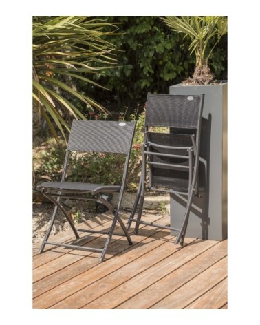 Chaise de jardin pliante en aluminium et toile plastifiée noire