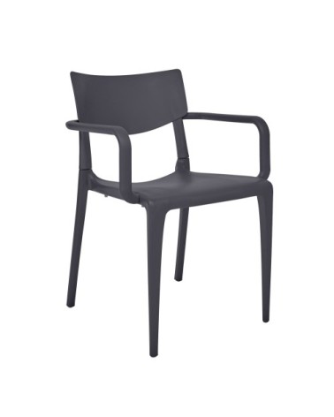 Fauteuil de jardin empilable en polypropylène renforcé gris anthracite