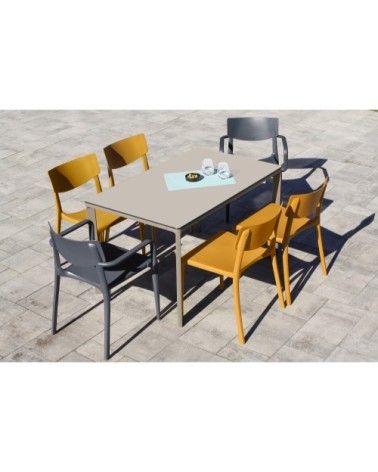 Fauteuil de jardin empilable en polypropylène renforcé gris anthracite