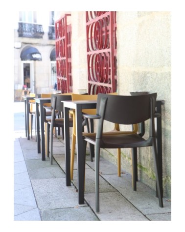 Fauteuil de jardin empilable en polypropylène renforcé gris anthracite