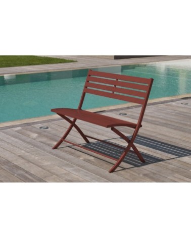 Banc de jardin pliant en aluminium rouge carmin