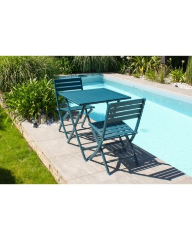 Chaise de jardin pliante en aluminium bleu canard