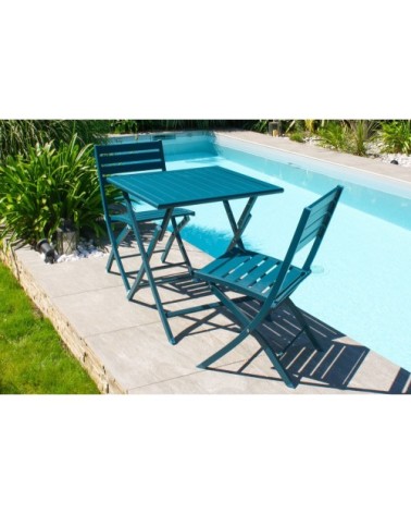 Chaise de jardin pliante en aluminium bleu canard