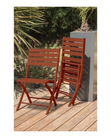 Chaise de jardin pliante en aluminium terracotta