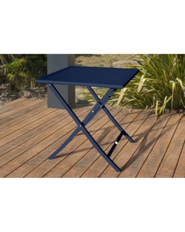 Table de jardin pliante en aluminium bleu marine