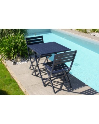Table de jardin pliante en aluminium bleu marine