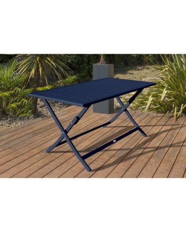 Table de jardin pliante en aluminium bleu marine