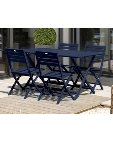 Table de jardin pliante en aluminium bleu marine