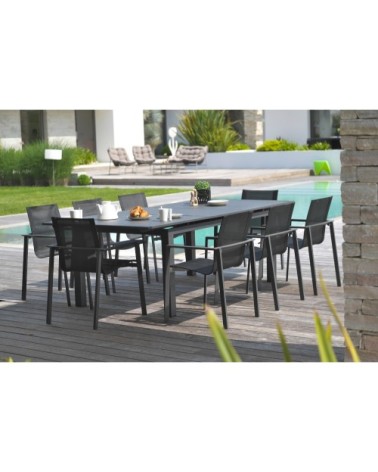 Table de jardin 12 places en aluminium gris anthracite