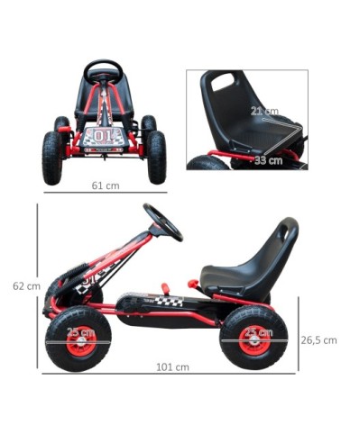 Vélo et véhicule pour enfants kart à pédales rouge et noir