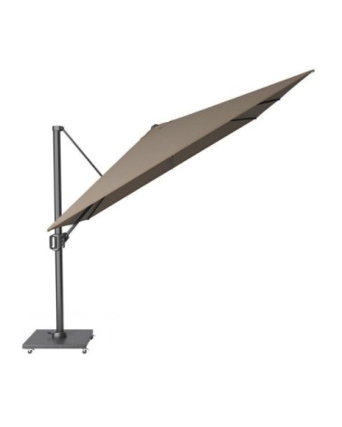 Parasol déporté rotatif 3x3m simple inclinaison taupe