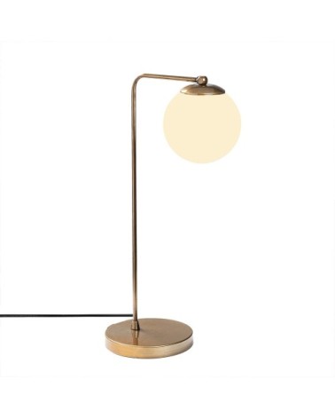 Lampe de table minimaliste en cuivre avec sphère en verre opale