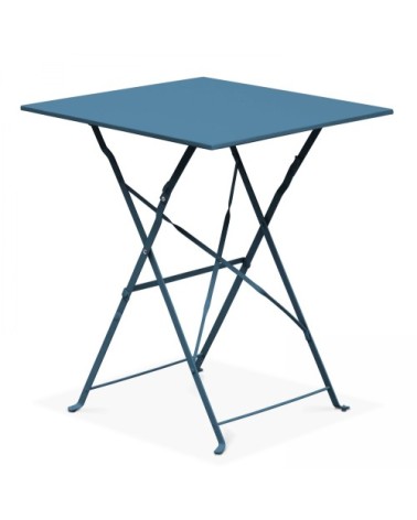 Table de jardin pliante bistrot en acier bleu pacific