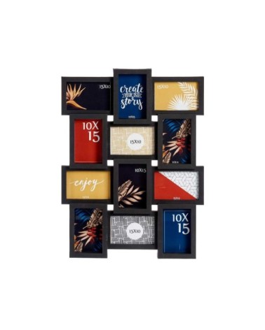 Cadre photo pêle-mêle noir 12 photos 58,5x44,5x2,5cm