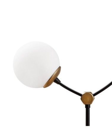 Lampe de table nordique 2 lumières noir et or avec sphères en verre