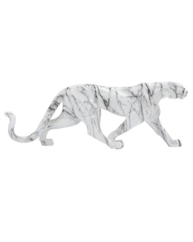 Statue léopard en fibre de verre effet marbre L95xH34