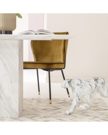 Statue léopard en fibre de verre effet marbre L95xH34