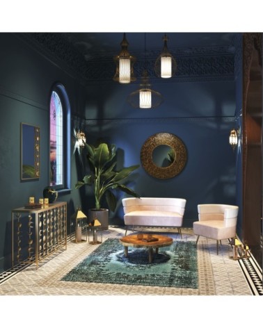 Tapis en coton bleu et noir 300x200