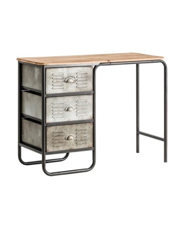 Bureau en fer et bois de sapin et fer en gris 105x44x79 cm