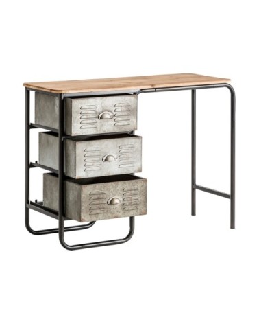 Bureau en fer et bois de sapin et fer en gris 105x44x79 cm