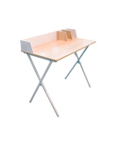 Bureau bois et métal blanc