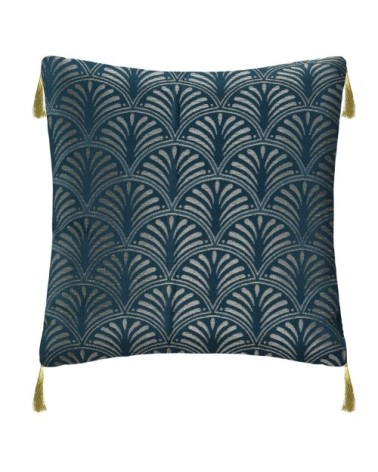Coussin jacquard bleu canard 40x40cm