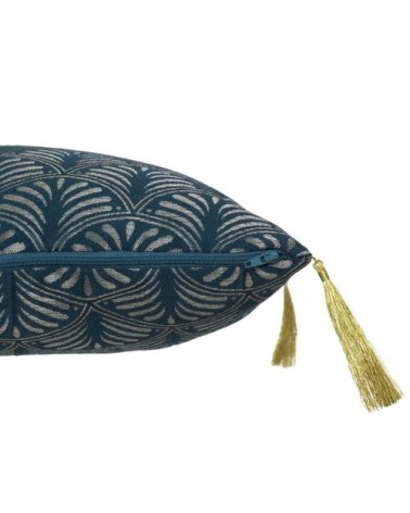 Coussin jacquard bleu canard 40x40cm