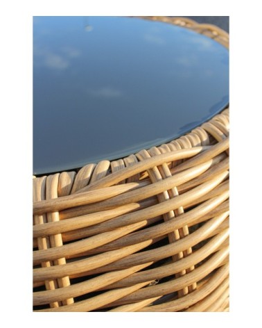 Salon de jardin 5 places en résine tressée marron