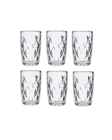 Verres à eau en verre transparent et bordure dorée 34cl - Lot de 6