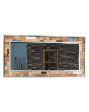 Grand miroir de salle de bain Factory bois métal 140x70