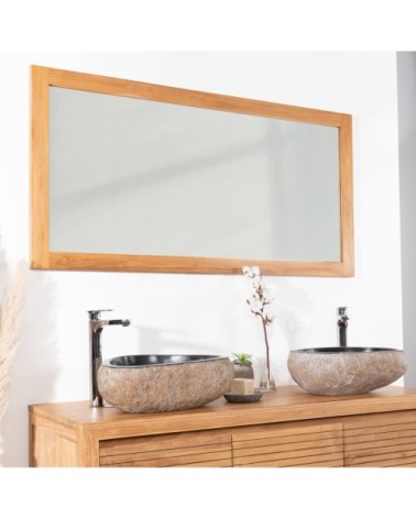 Miroir rectangle en teck massif 140x70