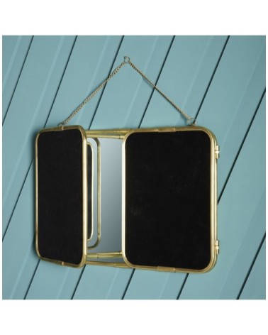 Miroir de Barbier Triptyque en Laiton Dorée - L114 x H40cm - Or