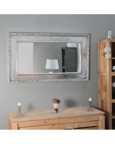 Miroir Palerme en bois patiné argenté 140cm X 80cm