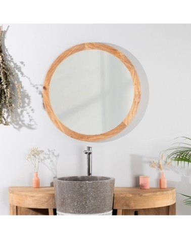 Miroir hublot 68cm en teck