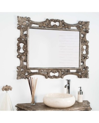 Miroir Baroque en bois patiné bronze 100cm X 80cm