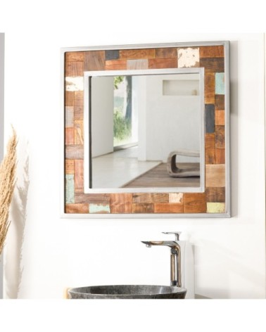 Miroir de salle de bain Factory teck métal 70x70