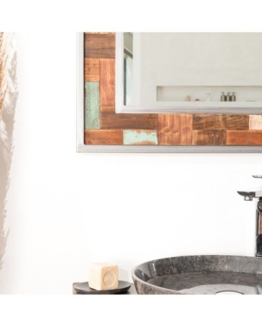 Miroir de salle de bain Factory teck métal 70x70