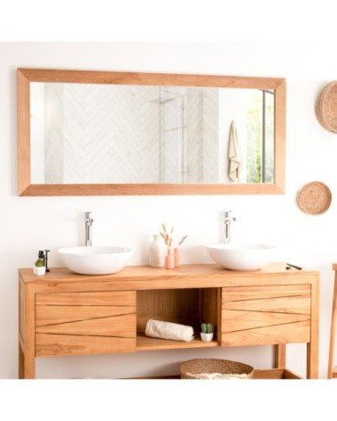 Grand miroir rectangle en teck massif 160 x 70