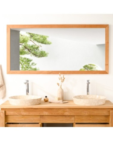 Grand miroir rectangle en teck massif 145x70