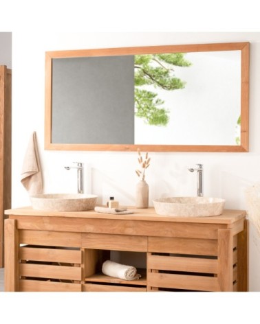 Grand miroir rectangle en teck massif 145x70
