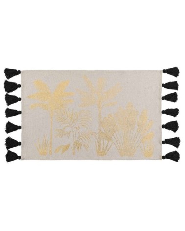 Tapis rectangle à pompons or 60x90cm